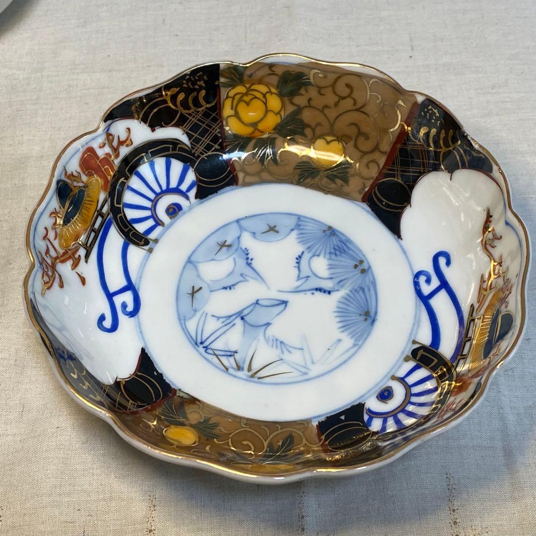 大聖寺伊万里　伊万里　古伊万里　なます皿　色絵　金襴手　松竹梅　花の図　2客