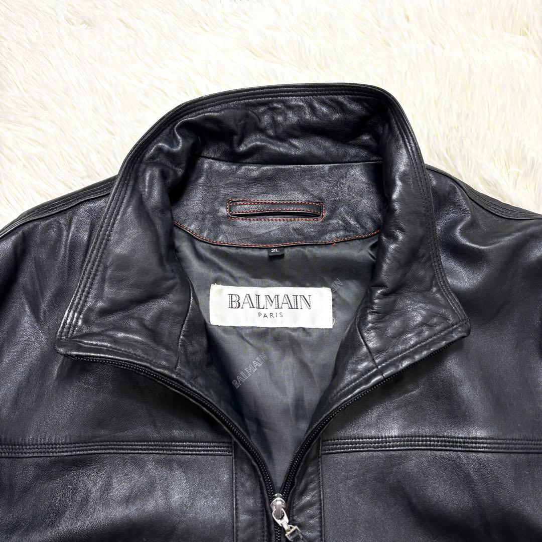 【美品】BALMAIN PARIS ラムレザー ジャケット XL ブラック
