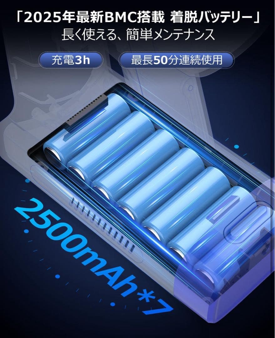 掃除機 コードレス 45kPa超強力吸引 腰痛ゼロフレックスネック設計