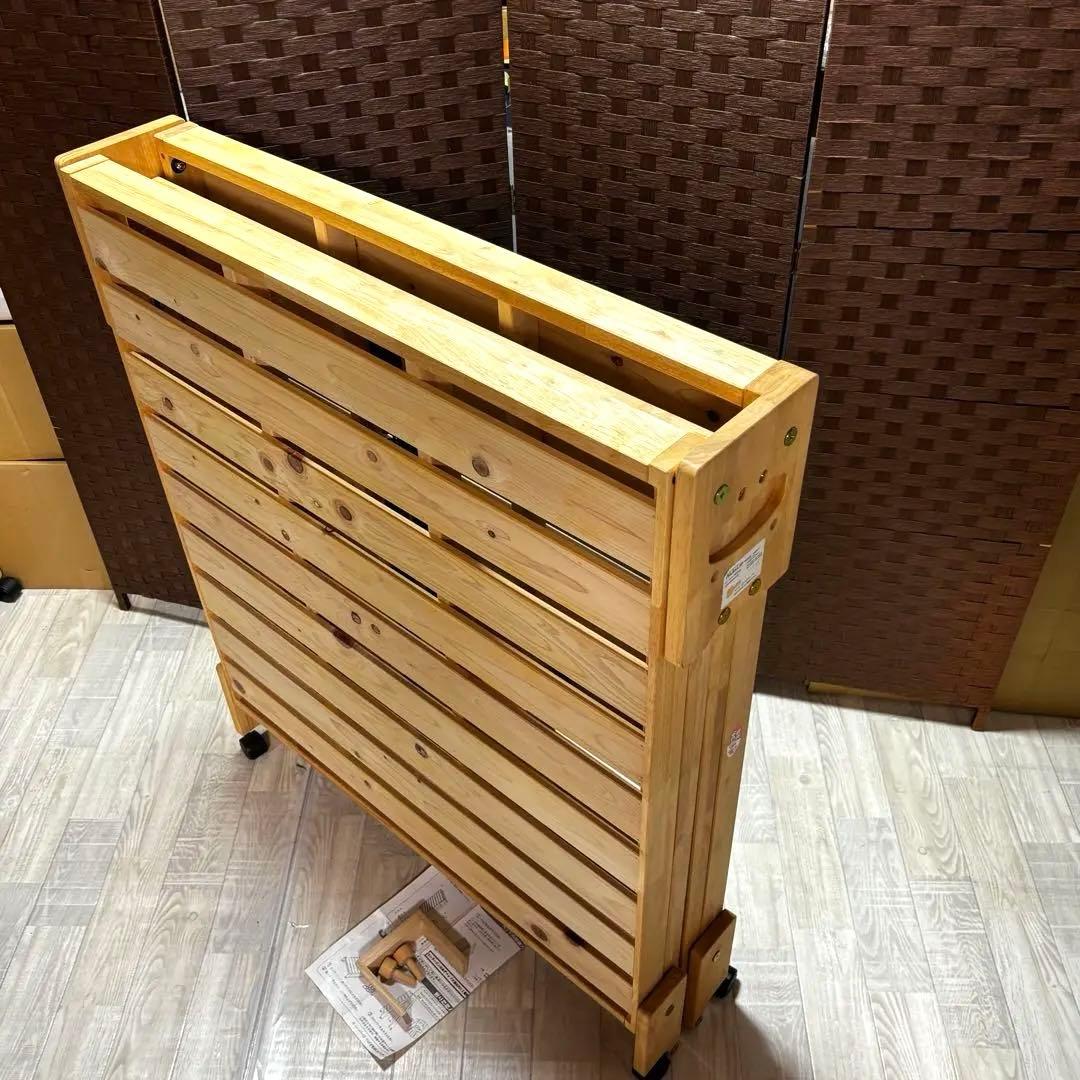 中居木工 折りたたみスノコベッド シングルサイズ　天然木