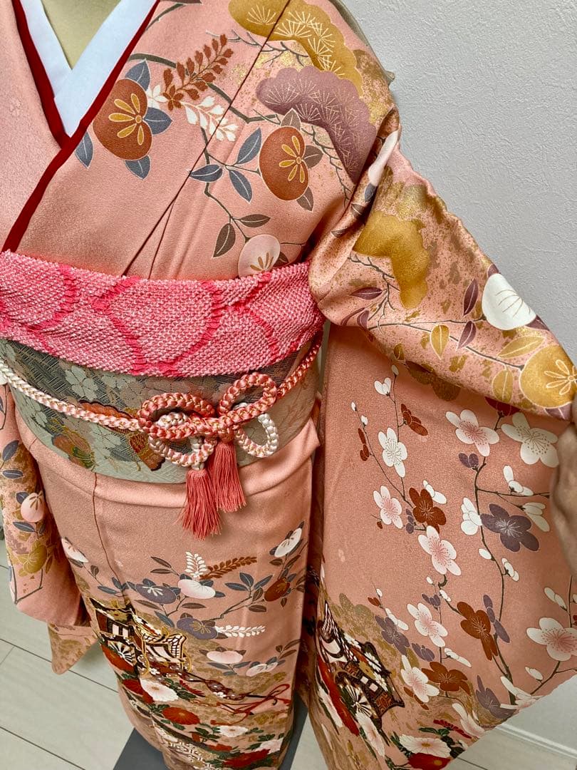 美品　成人式❤️　振袖フルセット　正絹　ピンク　駒刺繍