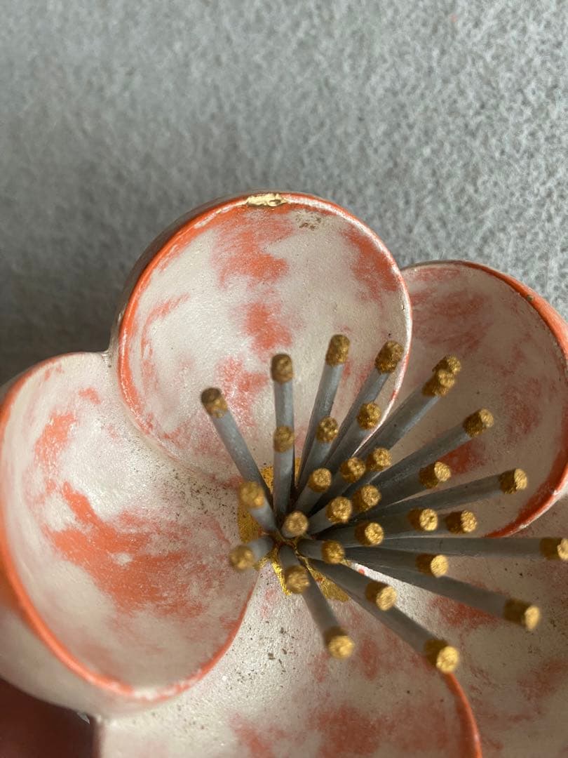 【京都・東哉製】梅華・紅白／梅の花・置物（修復品）