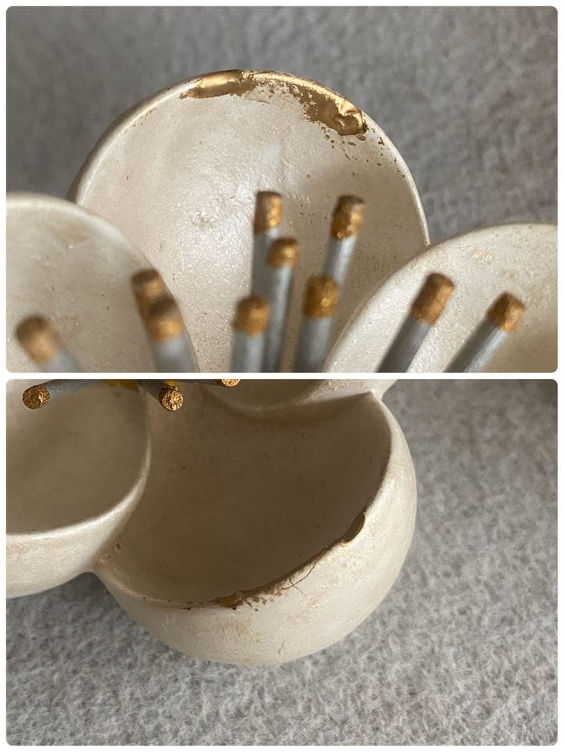 【京都・東哉製】梅華・紅白／梅の花・置物（修復品）