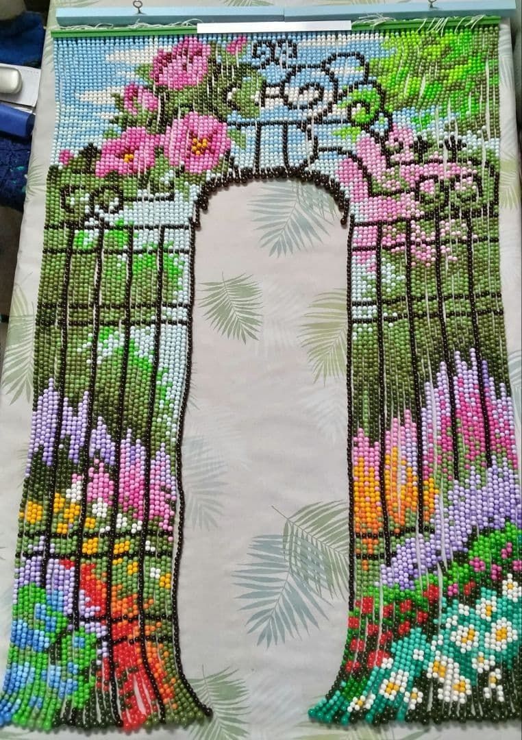 価格変更　スキルスクリーン　花と門 のれん 85cm×120cm【完成品】