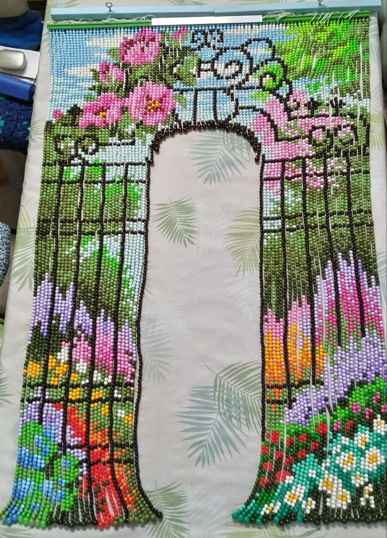 価格変更　スキルスクリーン　花と門 のれん 85cm×120cm【完成品】