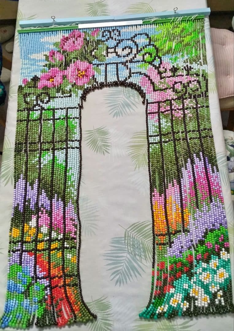 価格変更　スキルスクリーン　花と門 のれん 85cm×120cm【完成品】