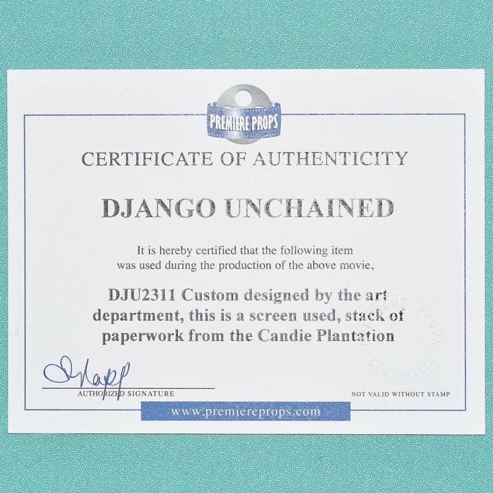 『ジャンゴ 繋がれざる者』小道具 キャンディ農園の書類