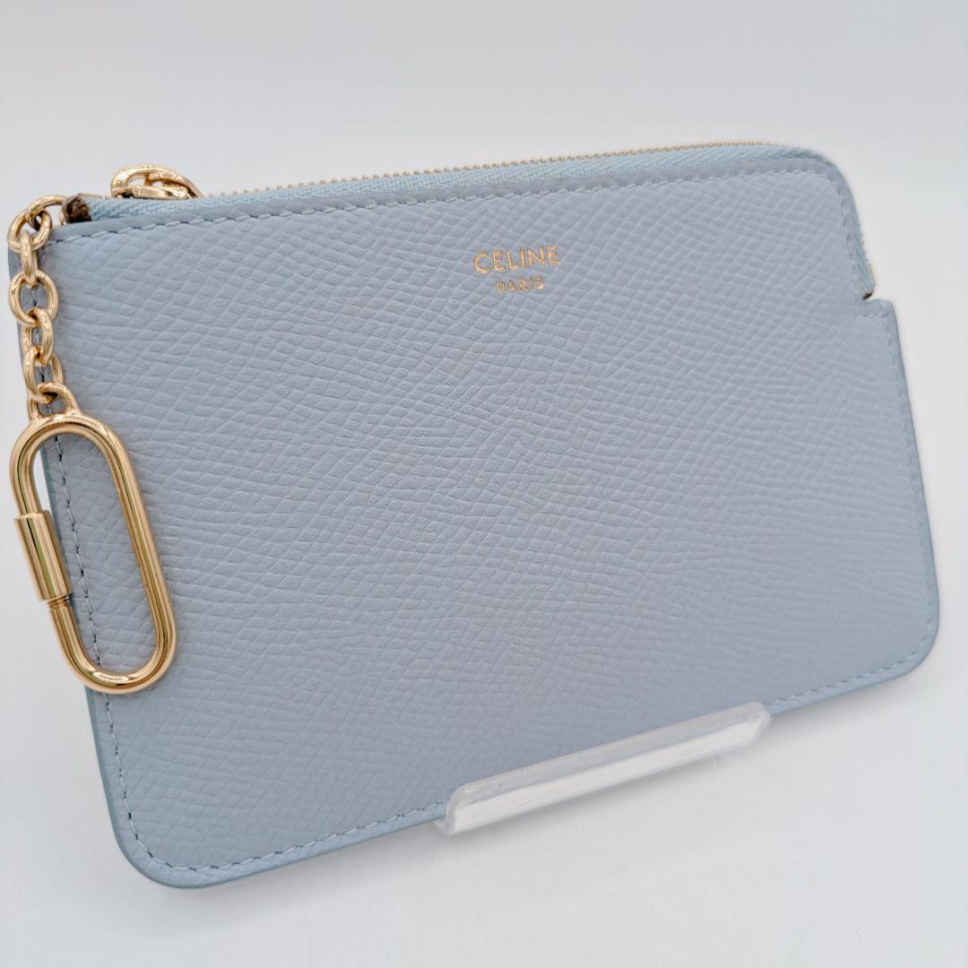 CELINE セリーヌ ライトブルー レザー ケース