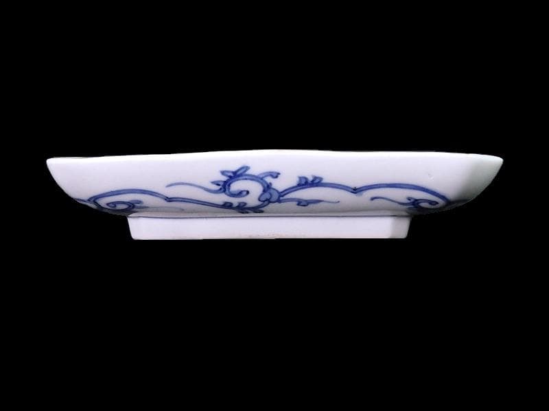 大聖寺伊万里　染錦　波千鳥に菊　花唐草の図　長皿　B288AS-CRn