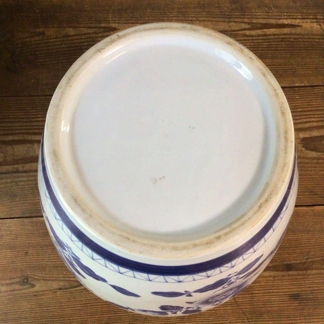 3582 オランダ デルフト陶器　BEGONIA 染付　和蘭　タバコ壷　送料無料