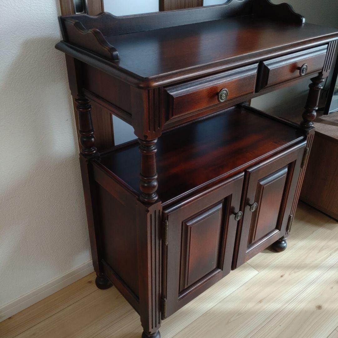 【カリモク】ダークブラウン　木製キャビネット オールドカリモク　電話台