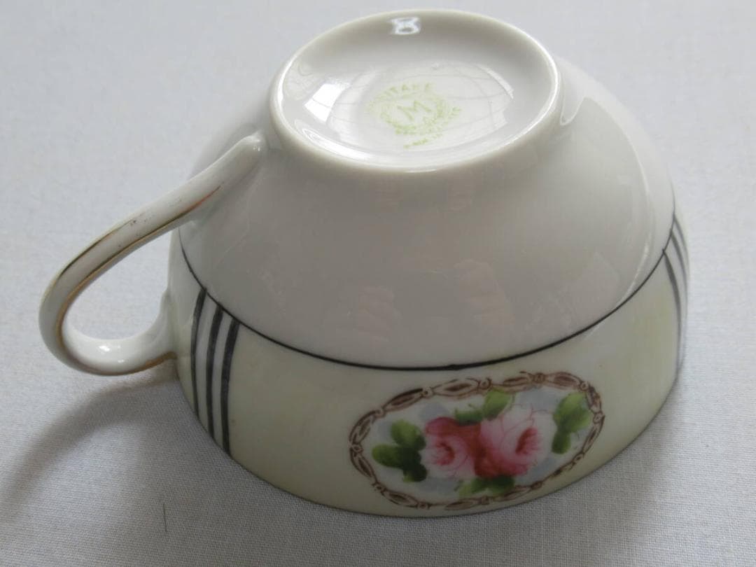 ◆美品 大正後期 定価4万！オールドノリタケ 金彩金盛 薔薇 カップ＆プレート