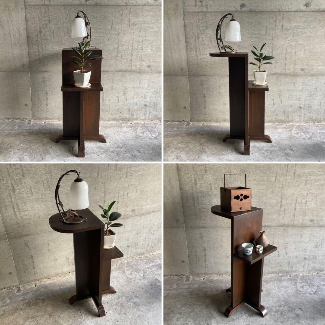 古い味のある飾り台 サイドテーブル 棚 シェルフ ラック スタンド 木製 レトロ