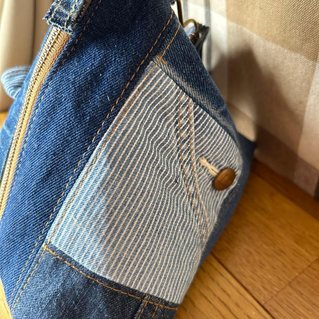 デニムリメイクフリルテトラポーチハンドメイド