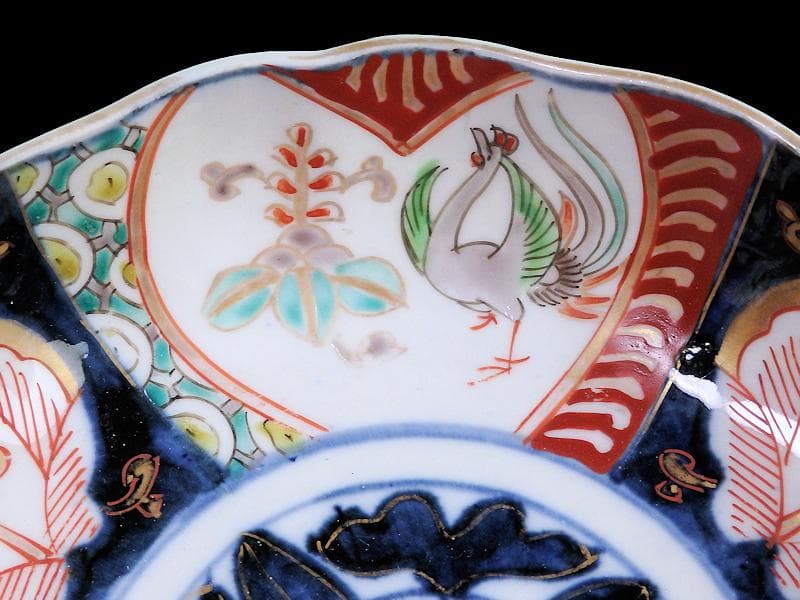 古伊万里  色絵　桐に鳳凰　花の図　膾皿　２客　D124AS-fbrh