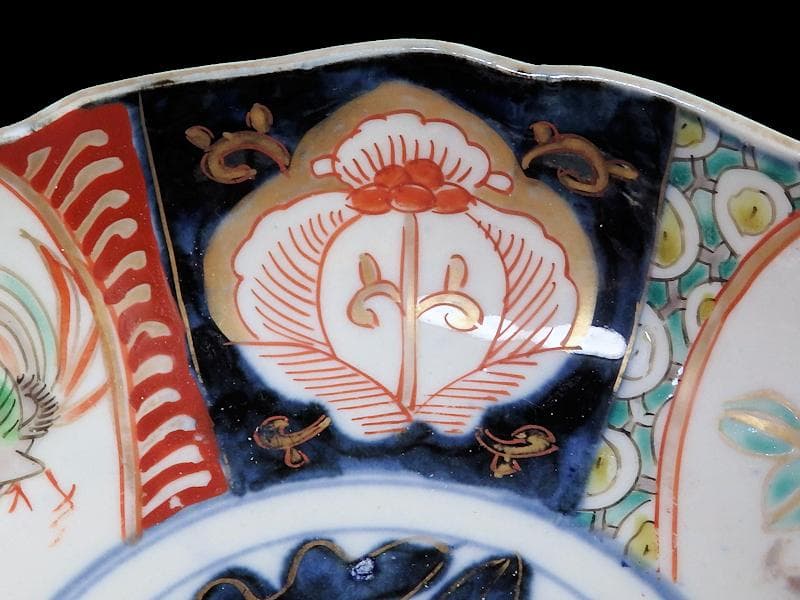 古伊万里  色絵　桐に鳳凰　花の図　膾皿　２客　D124AS-fbrh