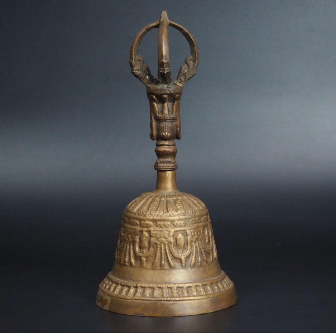 送料無料　密教法具 古銅五鈷杵金剛鈴　高さ20ｃｍ　仏教美術