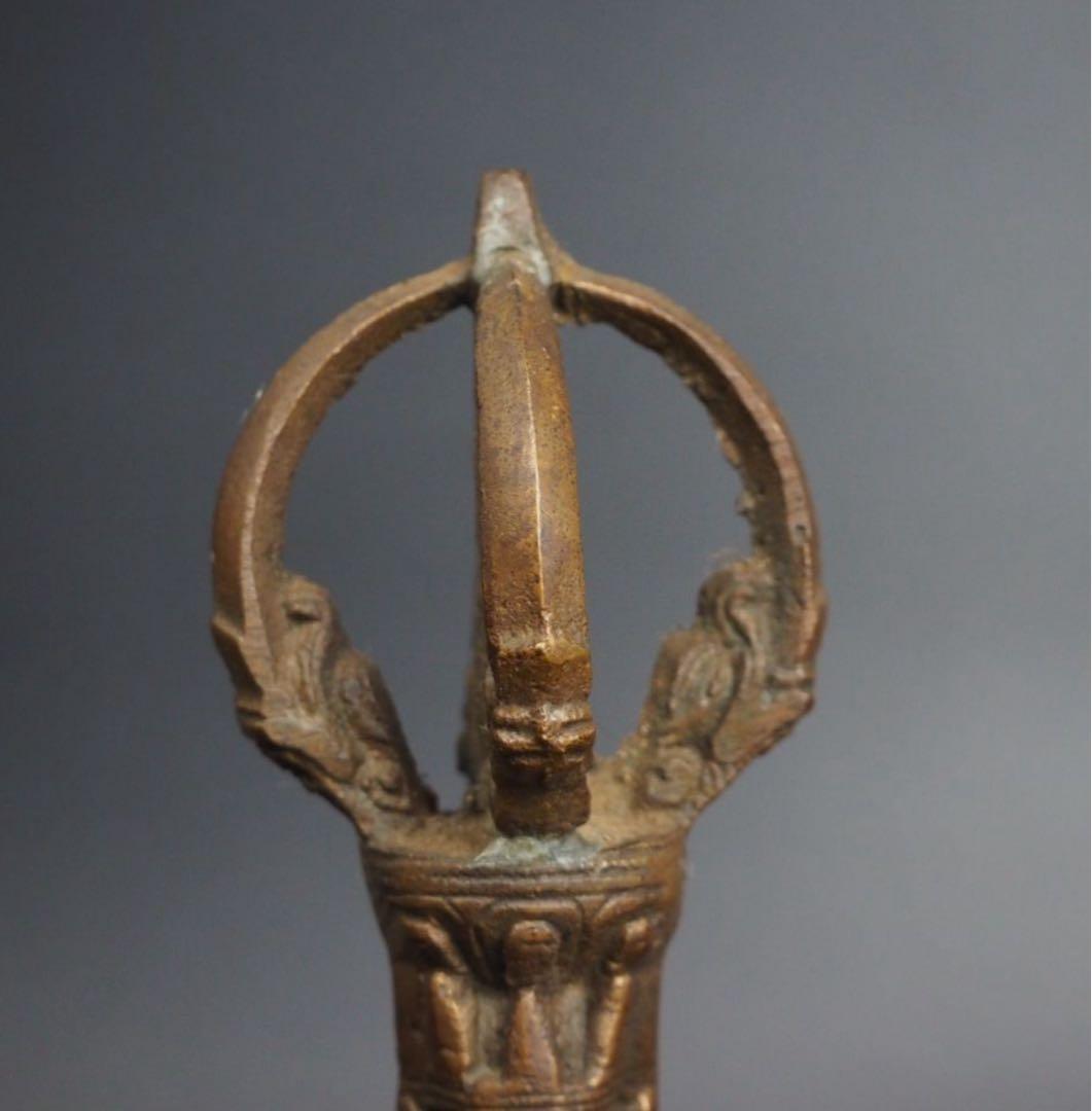 送料無料　密教法具 古銅五鈷杵金剛鈴　高さ20ｃｍ　仏教美術