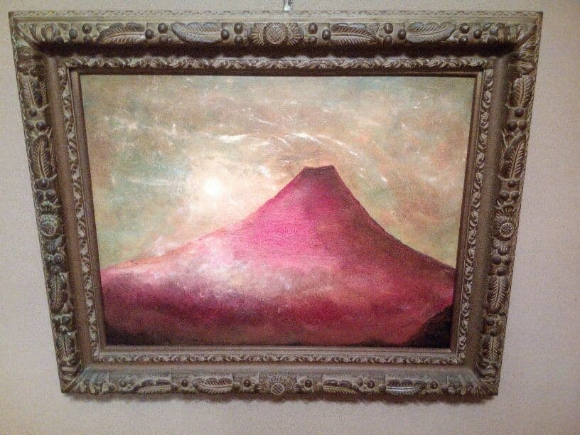 赤富士（油絵：額付き）