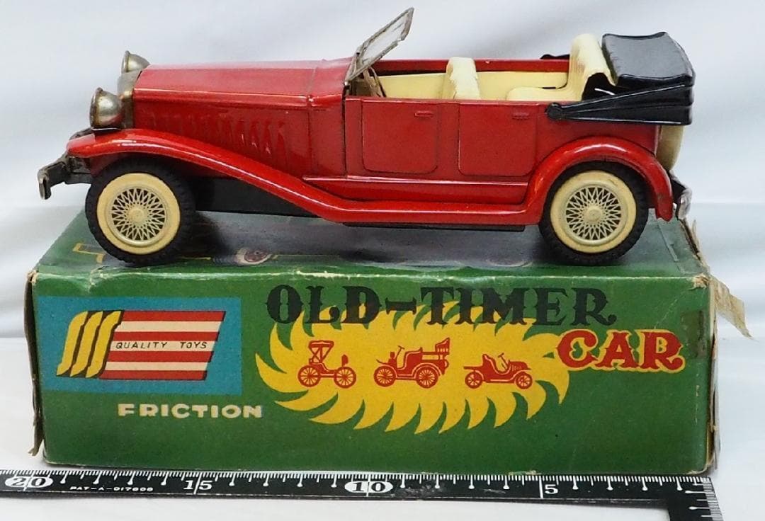 SSS【オールドタイマー コンバーチブル赤】ブリキ tin toy car 箱付
