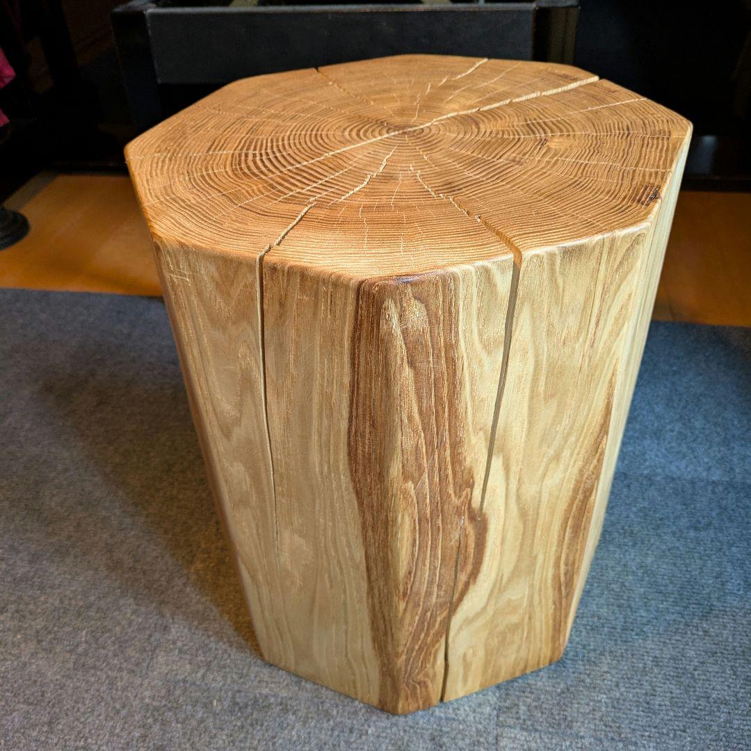 ピーナッツ様確認用　栗　八角形　天然木　椅子　スツール　高さ約41.5㎝