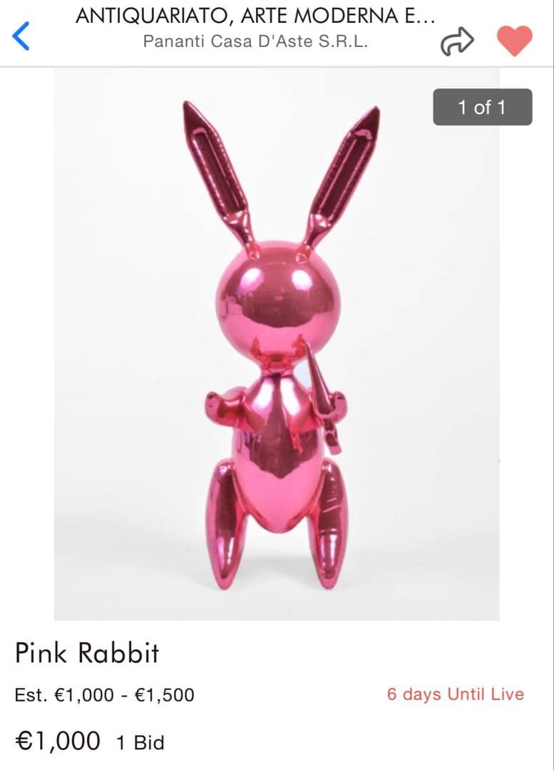 【真作】金属製 世界限定500 ジェフクーンズ アート オブジェ インテリア 兎