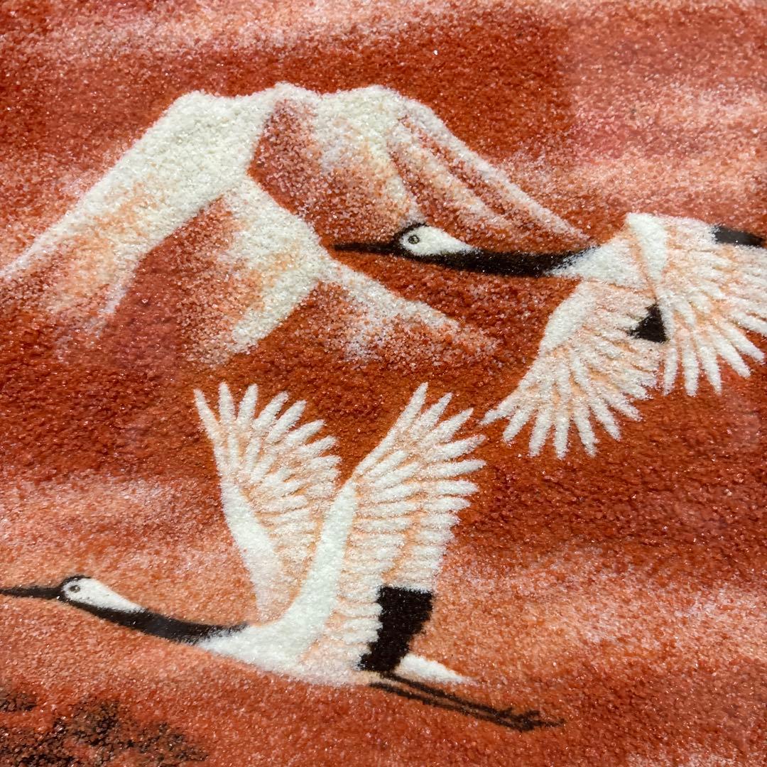 額　鶴と赤富士　開運吉祥　縁起物34cm＊37、5cm枠　サンイン入り