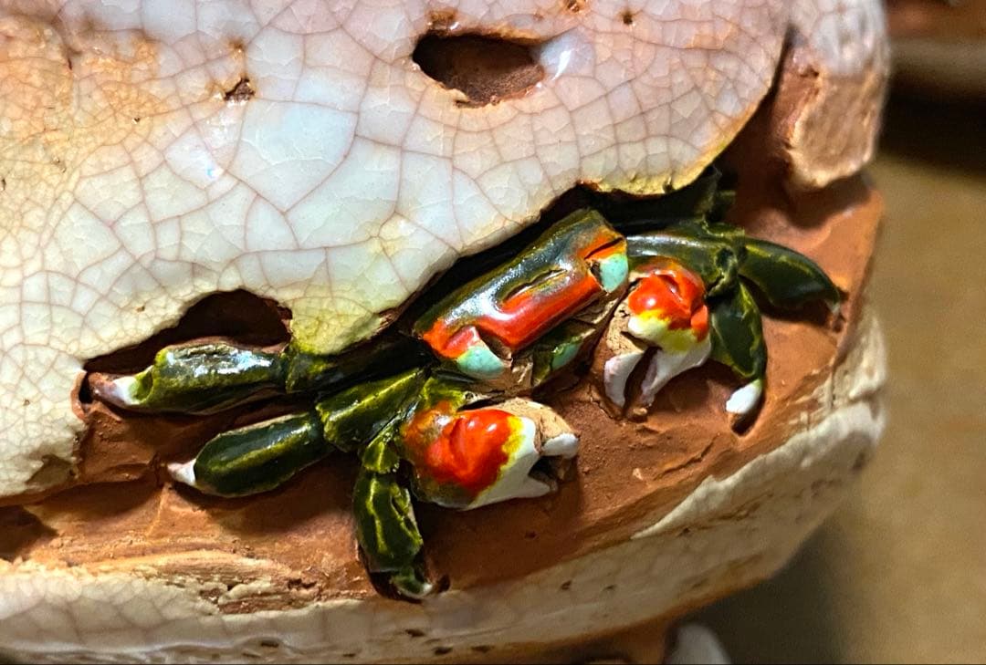 【希少！新品未使用】楽山焼　天神蟹煎茶器揃6点セット　急須　湯呑み　蟹細工　愛媛