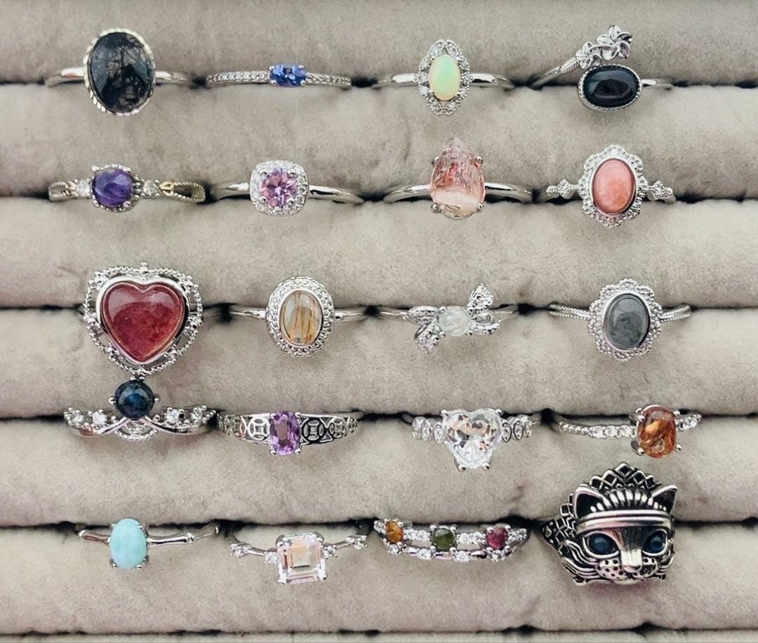 天然石　リング　指輪　まとめ売り　ブラックルチル　タンザナイト