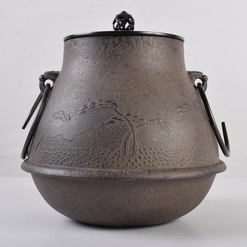 煎茶道具　釜師　菊地政光作　浜松文　鶴首釜　共箱　C　R8884B