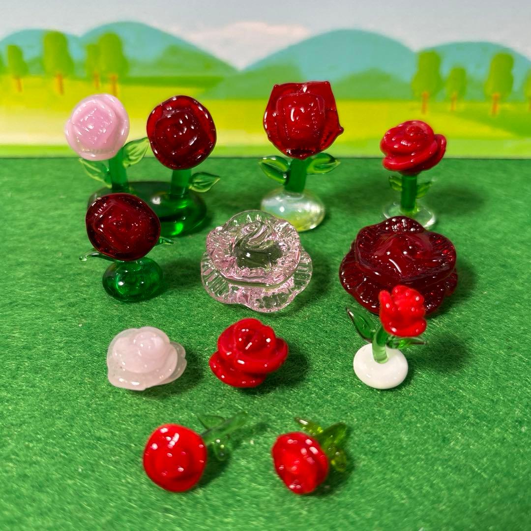 バラ　ガラス細工　ミニチュア