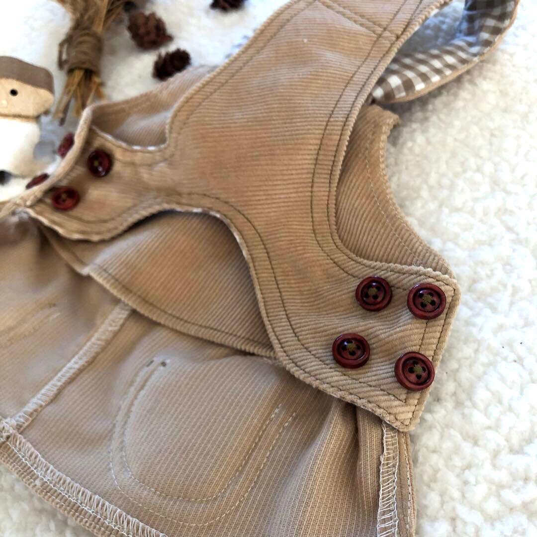 ハンドメイド　ジャンパースカート　小型犬　コーデュロイ