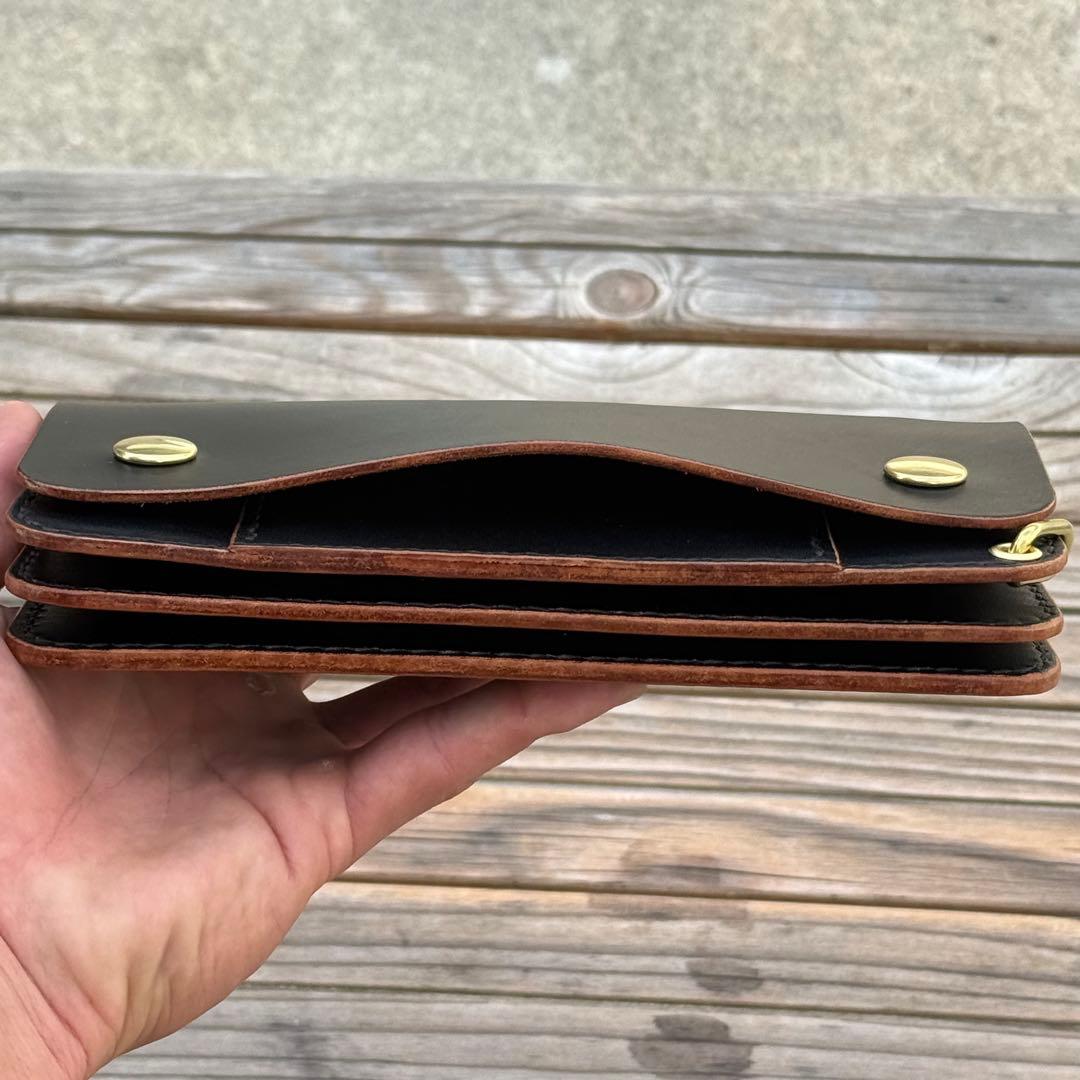 栃木レザー　茶芯　ロング　トラッカーウォレット