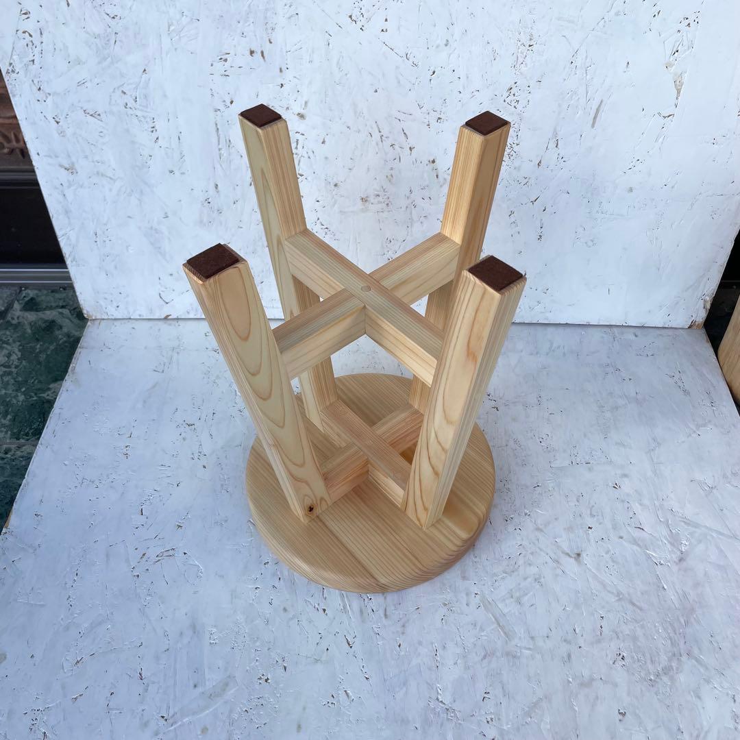 Aki 国産ひのき　丸椅子　木製スツール　4脚