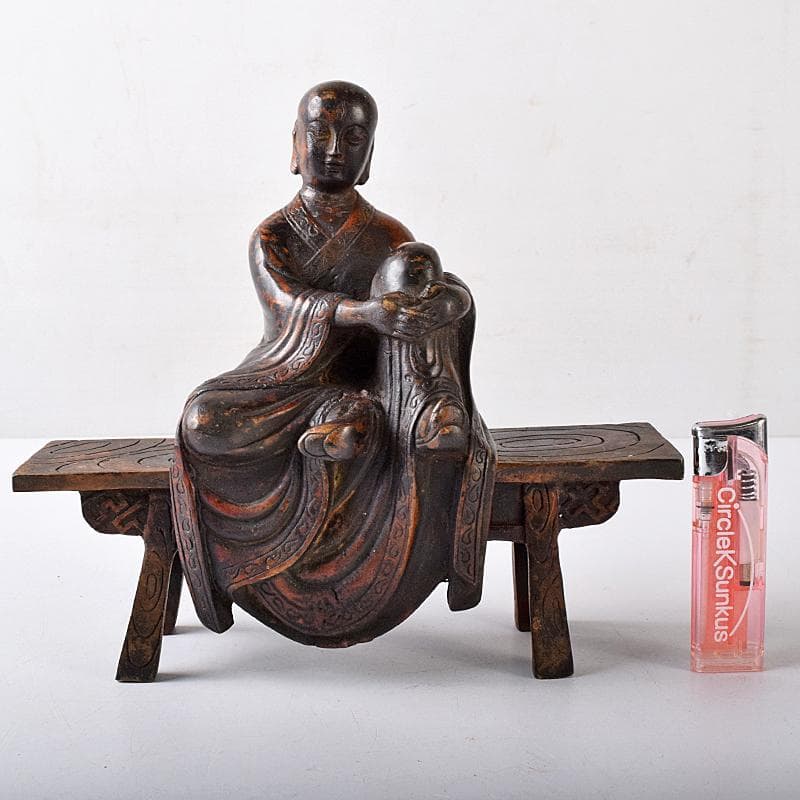 仏教美術　古銅　和尚像　僧侶像　人物像　置物　仏像　M　R8410