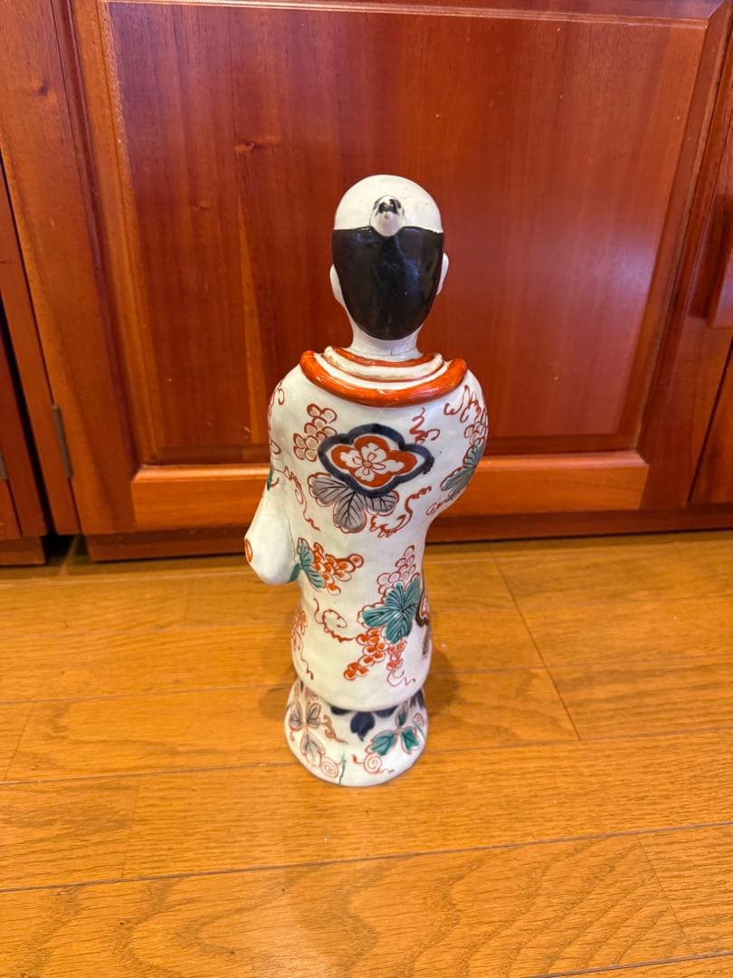 古伊万里色絵役者人形　陶器人形 扇持男人形 飾物 置物 時代物　古美術