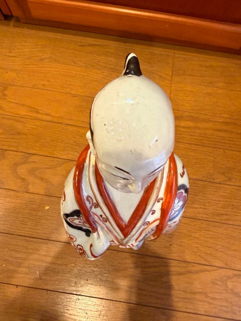 古伊万里色絵役者人形　陶器人形 扇持男人形 飾物 置物 時代物　古美術