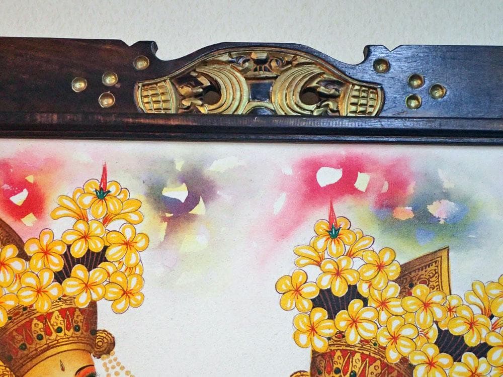 インドネシアの踊り子＿バリアート(絵画、額縁付)【アジアン雑貨】