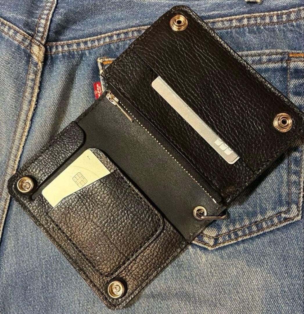 ミドル　トラッカーウォレット　姫路レザーシュリンク　シルバー925 クロスボール