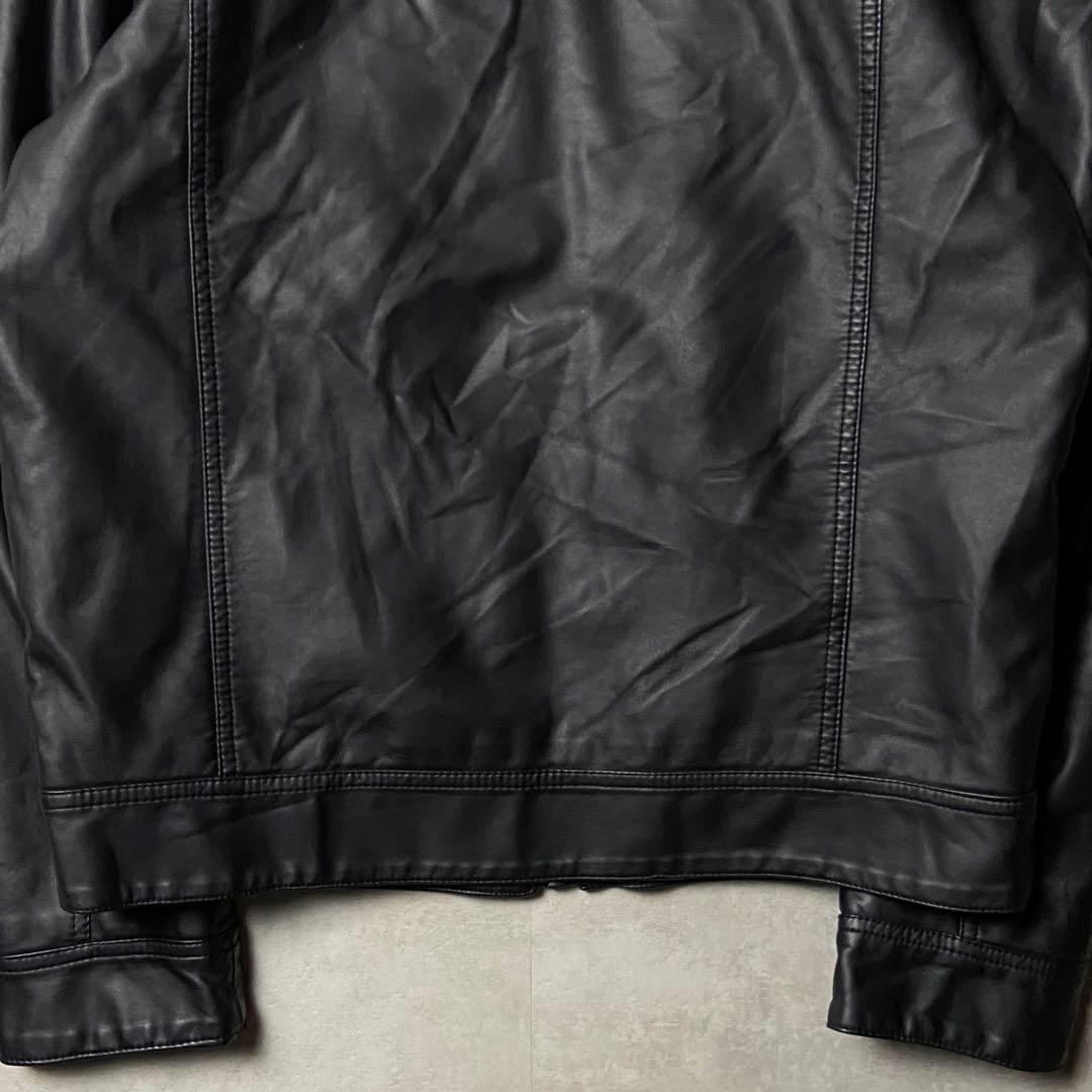 CK カルバンクライン シングルライダース フェイクレザージャケット ブラック