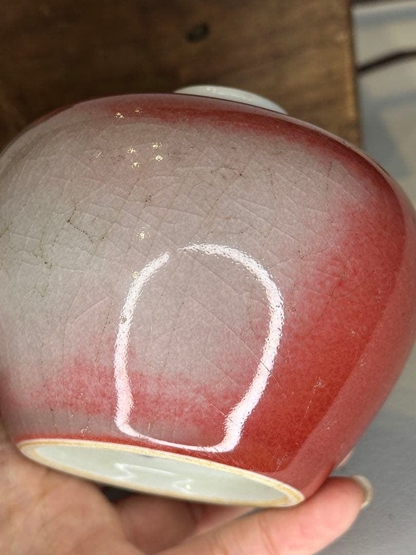 希少 清時代 大清康熙年製款 蘋果尊 朱釉 賞瓶 陶磁器 古美術 共箱 時代物