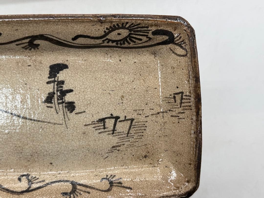 江戸　乾山　足付角皿　共箱　送料込み250611