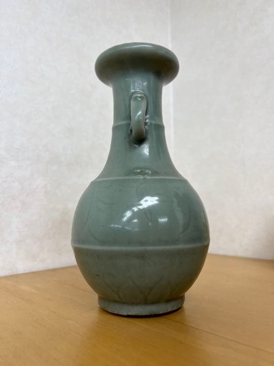 中国宋元竜泉窯刻花文龍耳瓶骨董唐物アンティーク古美術品コレクション江戸青磁