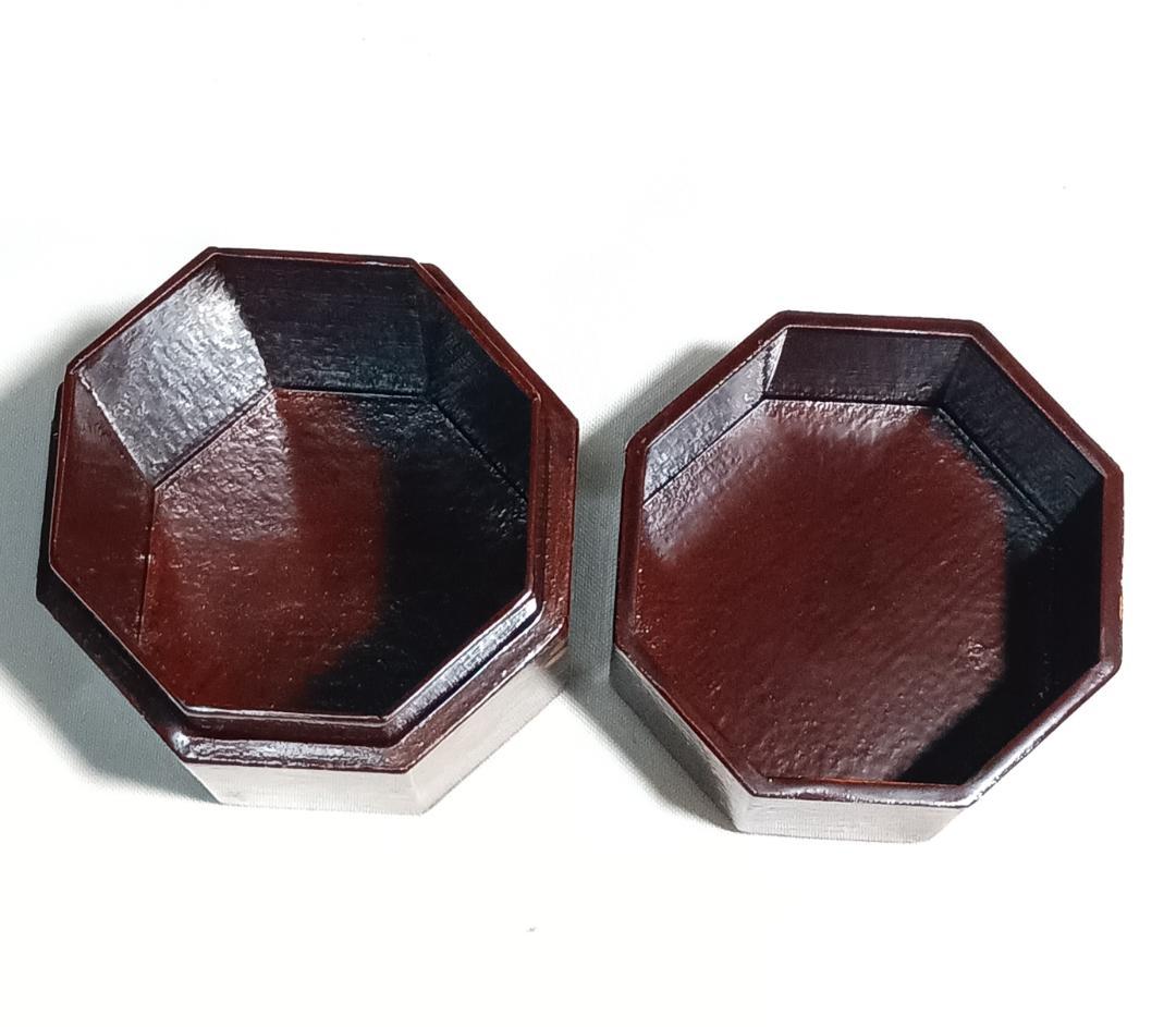 茶道具　宗観好一閑張八角茶器　道場宗廣作　二季鳥に秋草蒔絵八角茶器　超美品！！