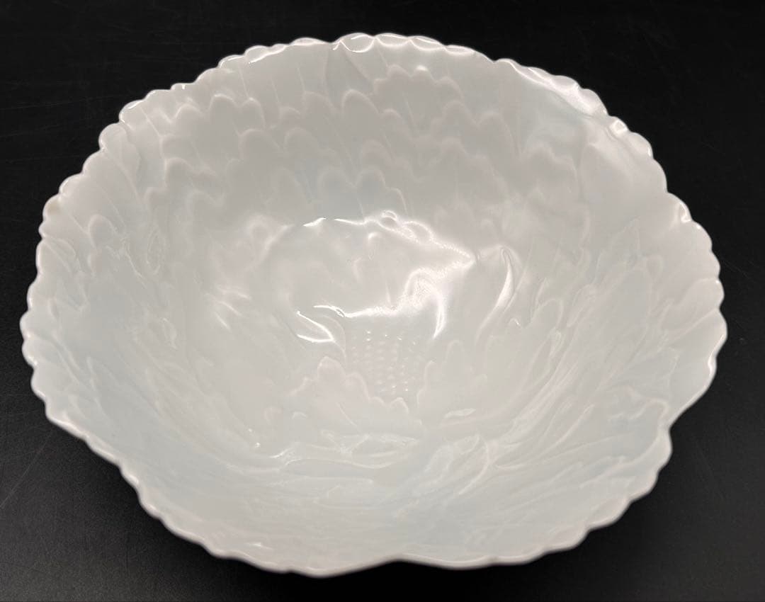 【希少品】樋口一星　白磁　牡丹　中鉢 6客