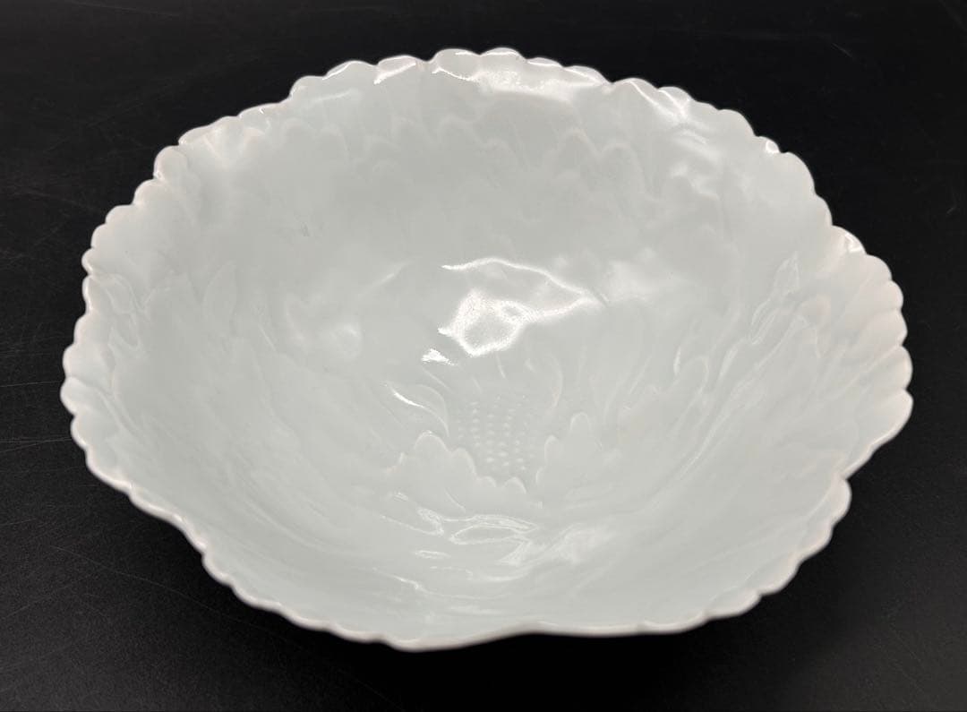 【希少品】樋口一星　白磁　牡丹　中鉢 6客