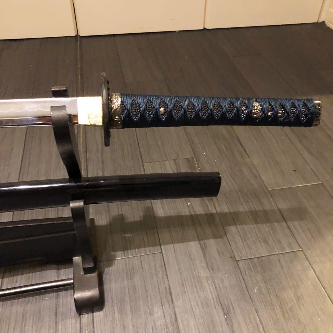 高級模造刀　高級居合刀　優波紋　亜合金刀身　名刀　居合刀　緑藍拵え