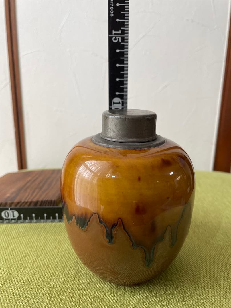 煎茶道具　陶製錫口茶心壺　茶入れ