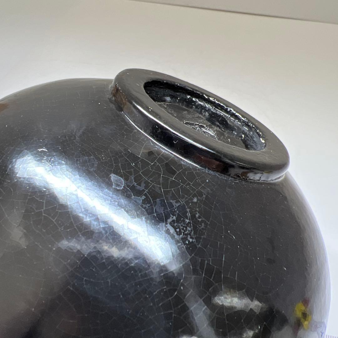 ☆茶3 浅野紫仙　福寿草茶碗　共箱　口径約13㎝　東Y7-1113⑦