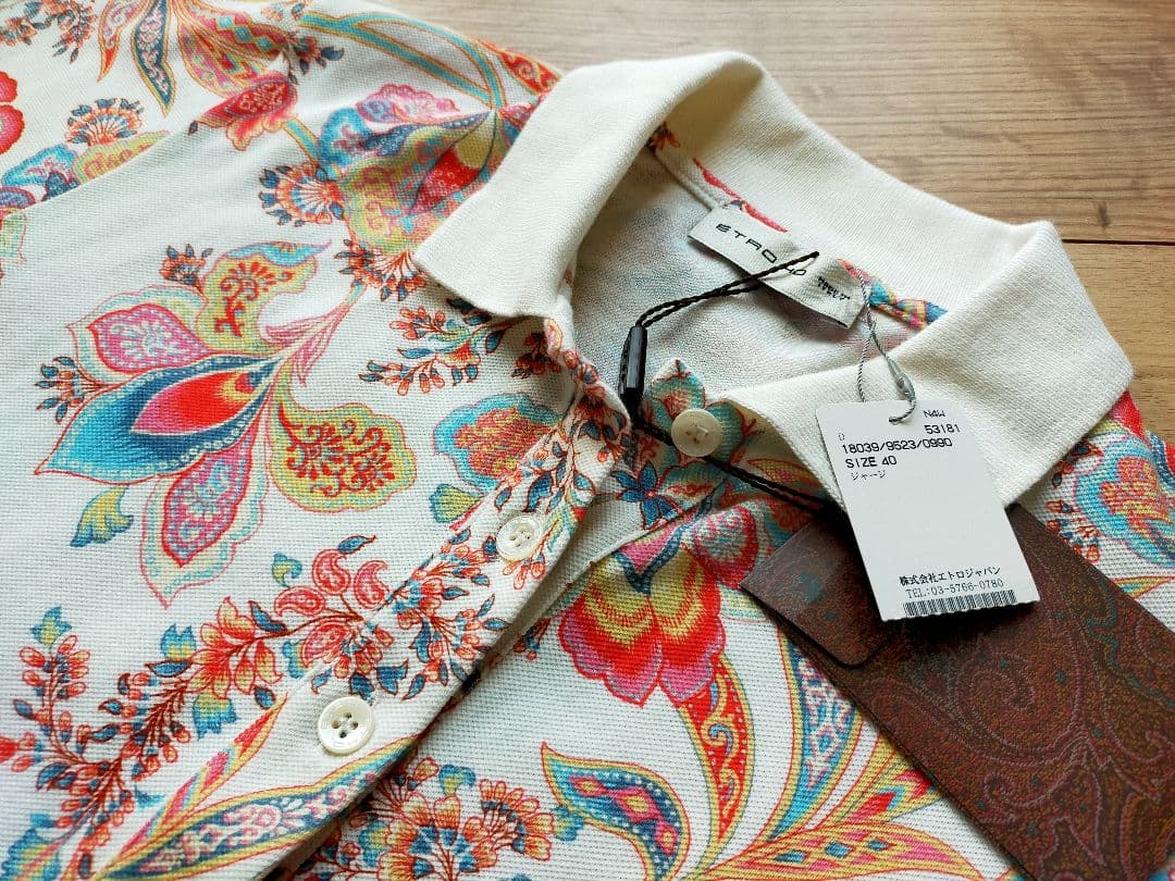 新品タグ付ETRO エトロ ペイズリー 柄 ポロシャツ40サイズ